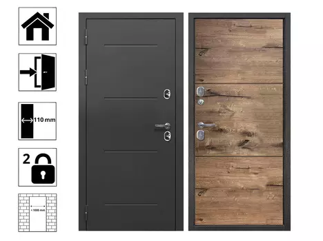 Дверь 11 см ISOTERMA Серебро Канадский Дуб пацифик горизонт 960L