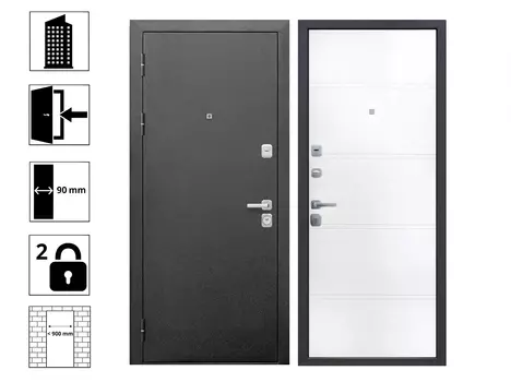 Дверь 9 см Серебро Эмалит белый 860L