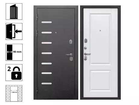 Дверь 9 см Серебро Велюр белый софт 960L