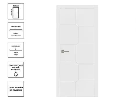 Дверь L06 ПП Софт белый, кромка ПВХ белая 80