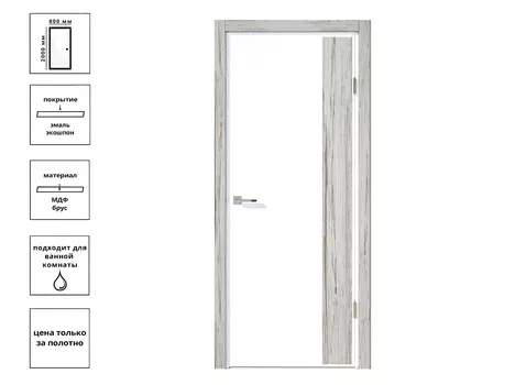 Дверь Нордика 191-ГЛ Эмаль белая РС 80