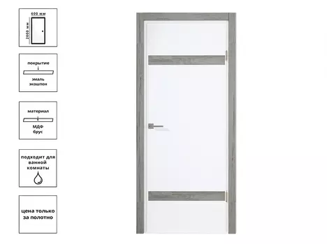 Дверь Нордика 192-ГЛ Эмаль белая РС 60