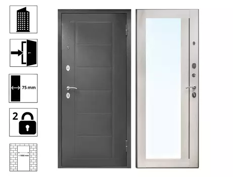 Дверь ТИТАН 960R Зеркало Графит