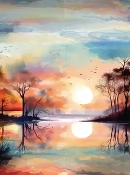 Фотообои Акварельный закат 200х270 см