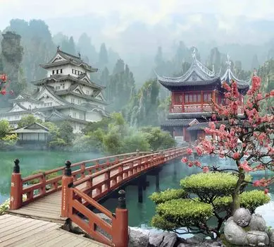 Фотообои Flizetto MATRIX Японский дворик 300х270