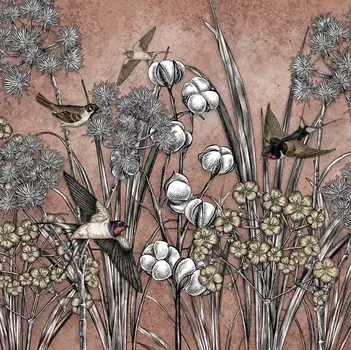 Фотообои "Птицы в траве" 3х2,7