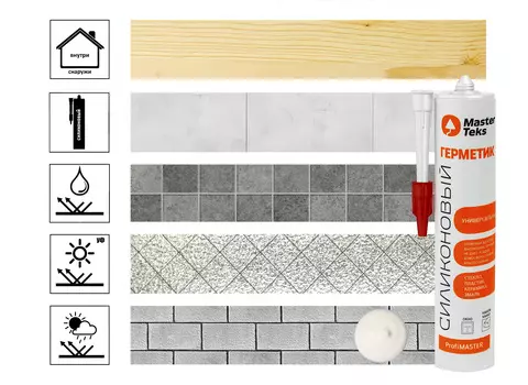 Герметик силиконовый MasterTeks PM универсальный, белый 290 мл