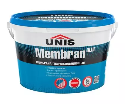 Гидроизоляция эластичная полимерная Юнис BLUE MEMBRAN 4 кг