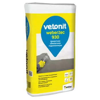 Гидроизоляция Vetonit Weber.tec 930 цементная обмазочная, 5 кг