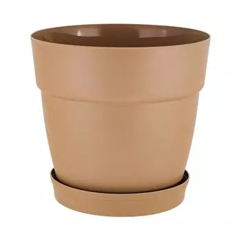 Горшок для цветов InGreen Villa de Fiori с фиксируемым поддоном 2л, D170мм, молочный шоколад