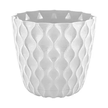 Горшок для цветов InGreen Wave с дренажной сеткой и съемным поддоном 1,4л, D145мм,белоснежный жасмин