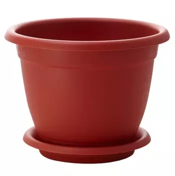 Горшок пластиковый Борнео d29 см; h22,5 см с подставкой №6, терра/мрамор