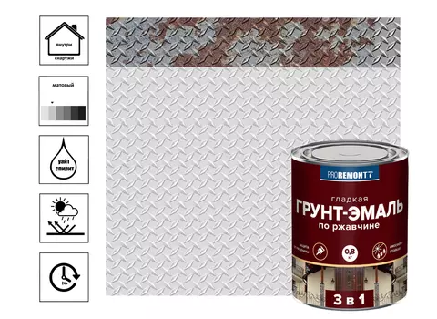 Грунт-эмаль 3 в 1 PROREMONTT быстросохнущая белая матовая 0,8 кг