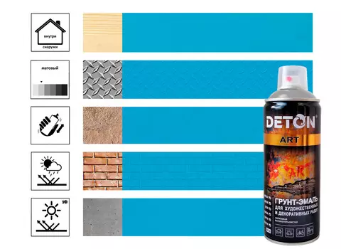 Грунт-эмаль DETON ART light blue, аэрозоль 520 мл
