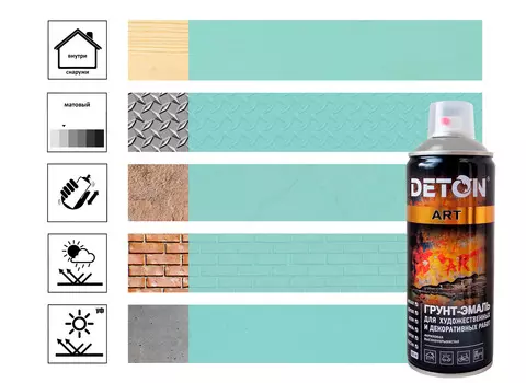 Грунт-эмаль DETON ART luminouse green, аэрозоль 520 мл