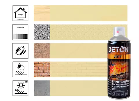Грунт-эмаль DETON ART safari brown, аэрозоль 520 мл