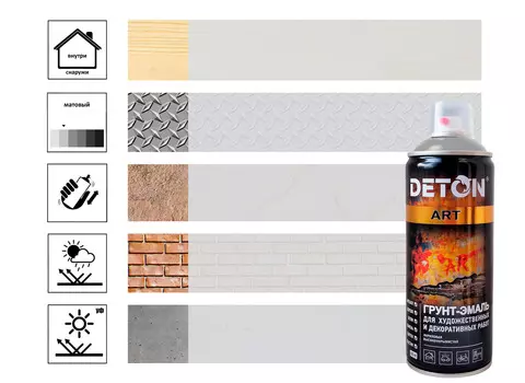 Грунт-эмаль DETON ART siberian grey, аэрозоль 520 мл