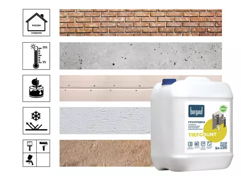Грунтовка глубокого проникновения Tiefgrunt морозостойкая версия, 5 л