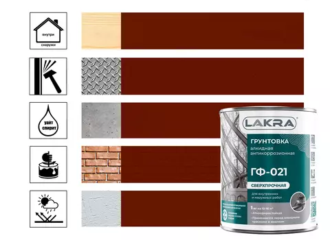 Грунтовка Лакра ГФ-021, 1 кг красно-коричневая