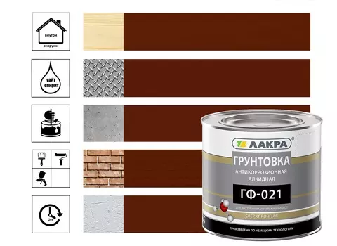 Грунтовка Лакра ГФ-021, 2,5 кг красно-коричневая