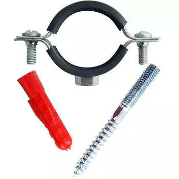 Хомут металлорезиновый с дюбелем и шурупом 1 1/4". 42-45 мм