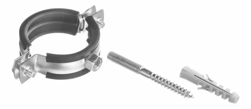 Хомут металлорезиновый с дюбелем и шурупом 2-1/2", 75-80 мм