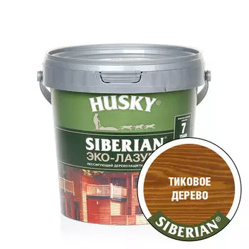 ЭКО-лазурь для дерева Husky Siberian полуматовая, тиковое дерево 0,9л
