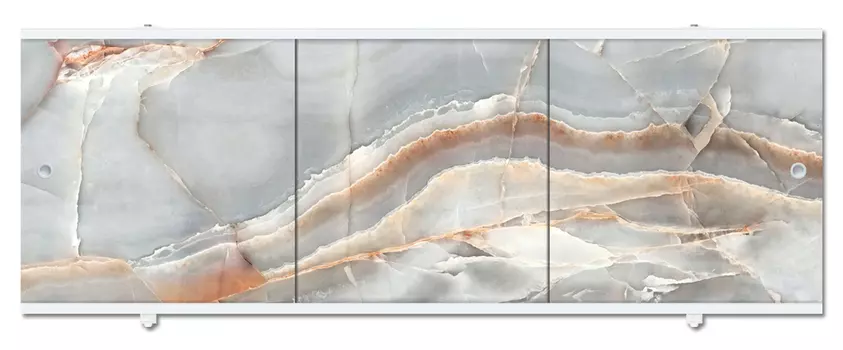 Экран «Premium Collection» Пудровый рай/Оникс 1680х560х34 /3 дверки (рама - окрашенная алюминиевая,