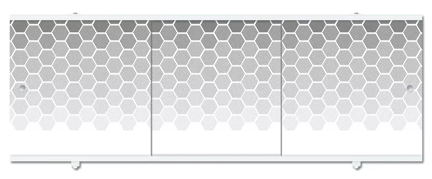 Экран «Premium Collection» Серая дымка/Соты 1680х560х34 /3 дверки (рама - окрашенная алюминиевая, дв