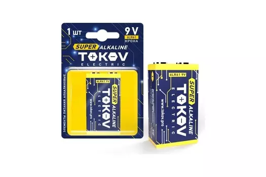 Элемент питания алкалиновый "крона" TOKOV ELECTRIC 6LR61 TKE-ALS-6LR61/B1, 1 штука