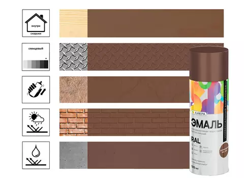 Эмаль аэрозольная Лакра RAL Коричневая 8011