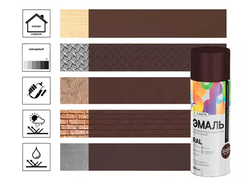 Эмаль аэрозольная Лакра RAL Шоколадно-коричневая 8017