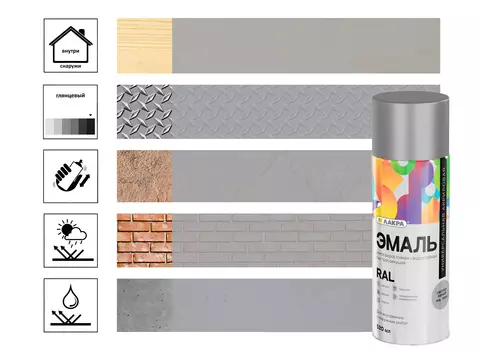 Эмаль аэрозольная Лакра RAL Светло-серая 7004