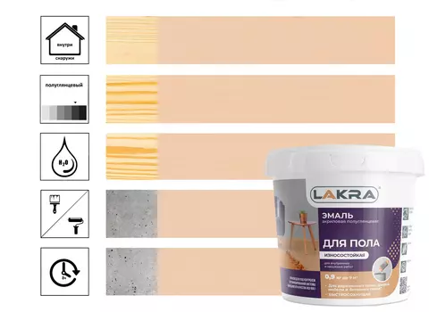 Эмаль акриловая Лакра для пола, бежевый 0,9 кг