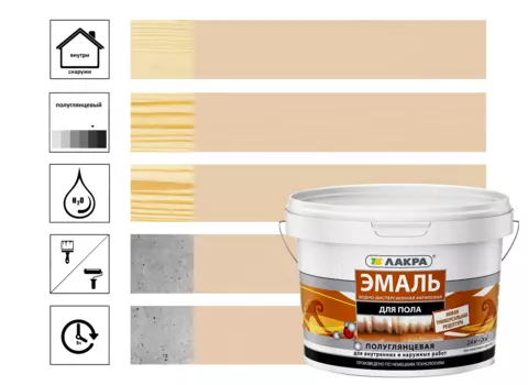 Эмаль акриловая Лакра для пола, бежевый 2,4 кг