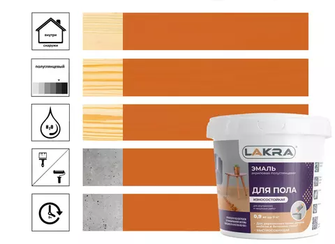 Эмаль акриловая Лакра для пола золото-коричневый 0,9 кг