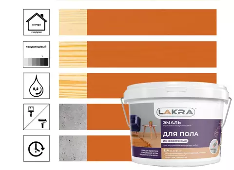 Эмаль акриловая Лакра для пола золото-коричневый 2,4 кг
