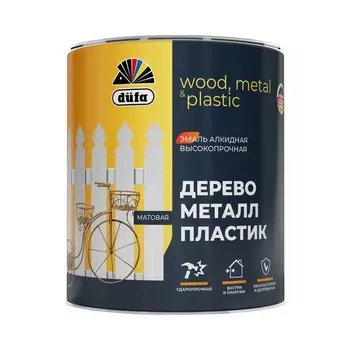 Эмаль алкидная Dufa, дерево, металл, пластик, база1, 0,75 л