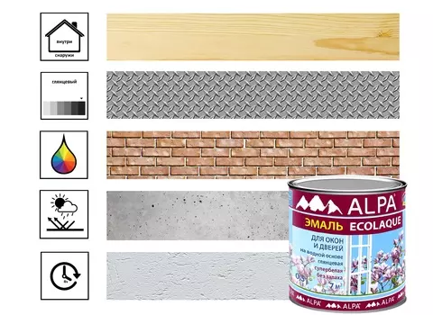 Эмаль для окон и дверей Alpa Ecolaque белая 0,5л