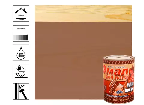 Эмаль для пола White House алкидно-уретановая 0,9 кг темный беж