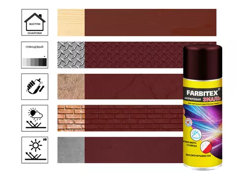 Эмаль Farbitex акриловая, аэрозоль, красное вино 3005, 520 мл