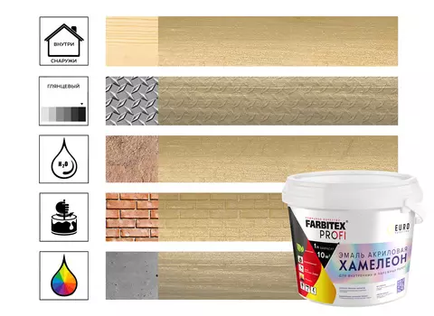 Эмаль FARBITEX PROFI акриловая с декоративным эффектом хамелеон, золотой, 0,9 л