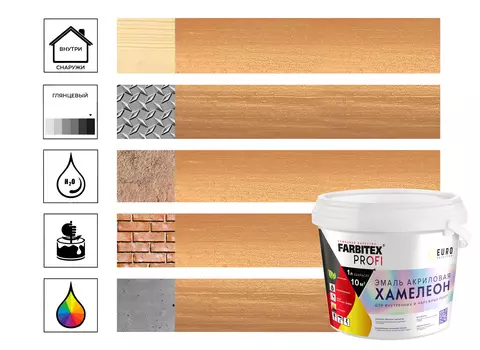 Эмаль FARBITEX PROFI акриловая с декоративным эффектом хамелеон, бронзовый, 0,9 л