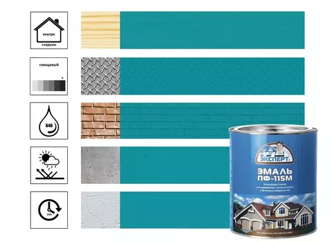 Эмаль ЭКСПЕРТ ПФ-115М глянц бирюзовая 1,8кг