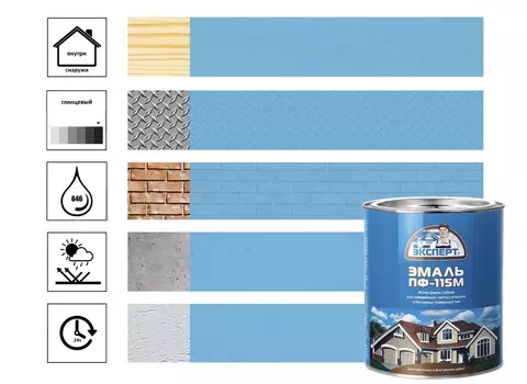 Эмаль ЭКСПЕРТ ПФ-115М глянц голубая 0,8кг