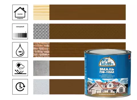 Эмаль ЭКСПЕРТ ПФ-115М глянц коричневая 1,8кг
