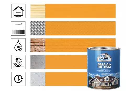 Эмаль ЭКСПЕРТ ПФ-115М глянц оранжевая 0,8кг