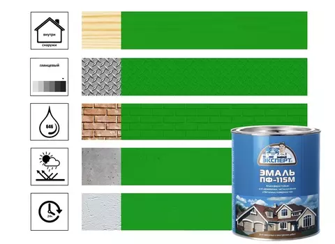 Эмаль ЭКСПЕРТ ПФ-115М глянц св.-зеленая 1,8кг