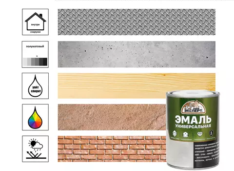 Эмаль ЭКСПЕРТ универсальная алкидная База А (0,8кг)