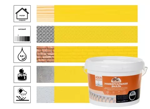 Эмаль Эксперт универсальная акриловая матовая желтый RAL 1018, 2,5кг